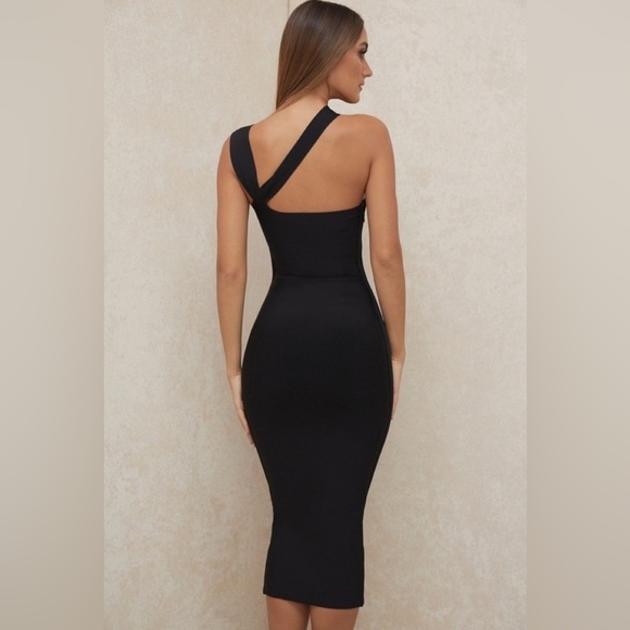 House of CB Aina Black Cut Out Bandage Midi Dress - Picture 15 of 16